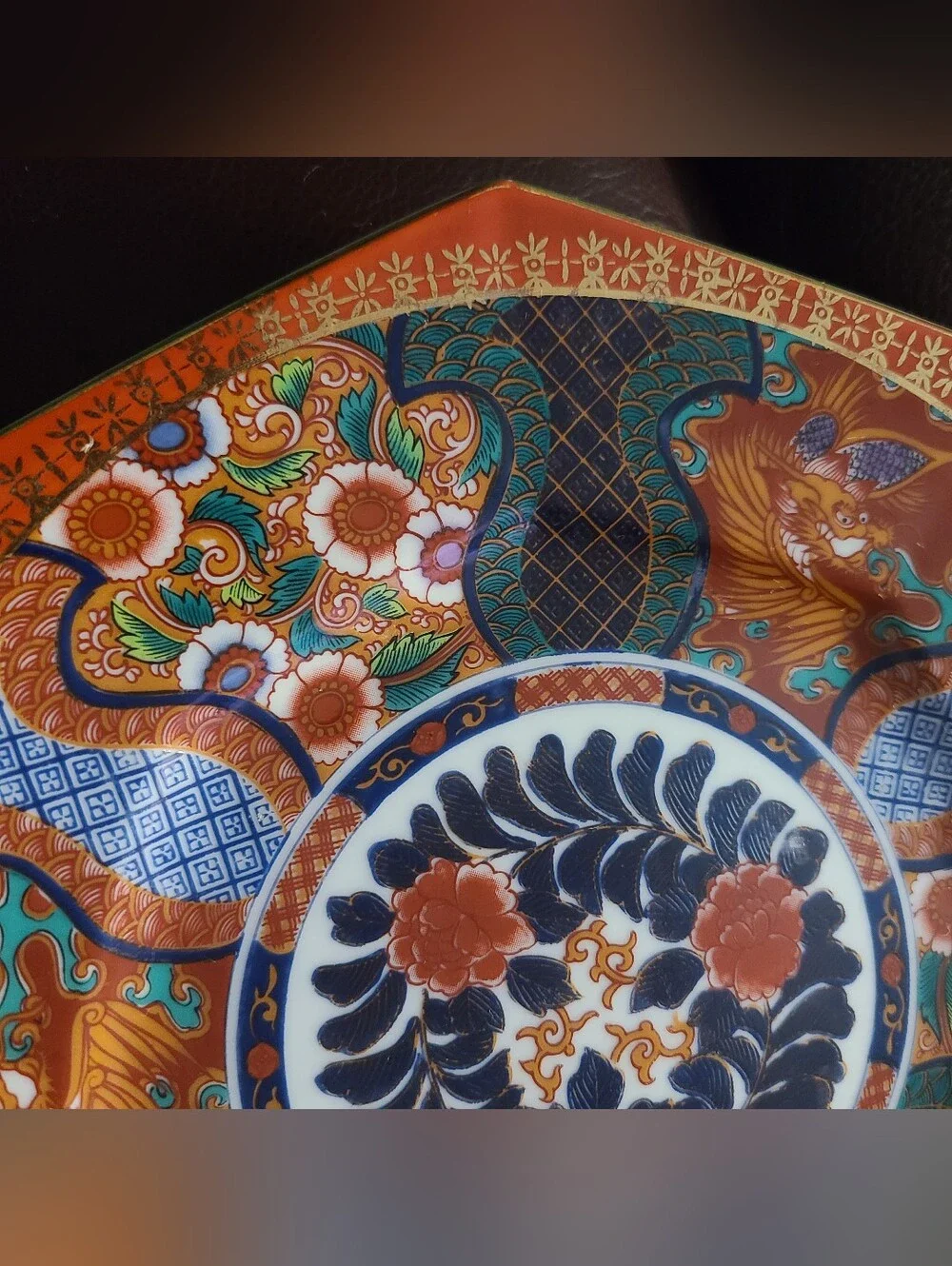 Vintage Saji Japanese Imari Octagonal Dinner Plates - Set of 4 - Fine China 9.5